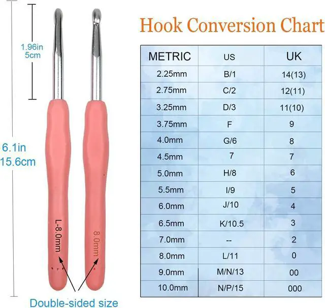 Alt view image 4 of 7 - Mdoker Extra Long Crochet Hooks,Large Size L/11(8.0mm) Crochet Needles,Ergonomic Grip Soft Handles for Handmade DIY Crocheting,Perfect for Arthritic Hands
