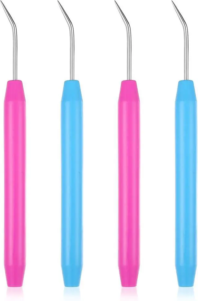 Main image of Knitting Loom Hook Pick Tool Crochet Needle Hook Set with Handle Knitting Board Matching Hook Needles with Convenient Rubber Handles for Beginners Knittings Knitter Craft, 4 Pcs(Blue, Red)