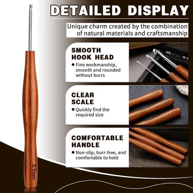 Alt view image 3 of 7 - Nitlak 3.5/4.5/5.5mm Crochet Hook Set, Aluminum Ergonomic Crochet Needles | 3 Pcs Aluminum Ergonomic Crochet Hooks Kit for Arthritic Hands, Crochet Kit for Beginners Knitting Sweaters, Blankets