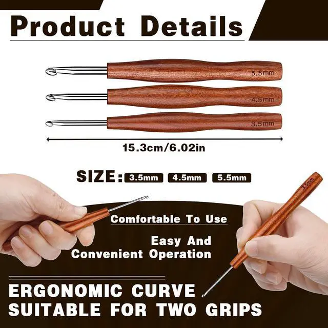 Alt view image 2 of 7 - Nitlak 3.5/4.5/5.5mm Crochet Hook Set, Aluminum Ergonomic Crochet Needles | 3 Pcs Aluminum Ergonomic Crochet Hooks Kit for Arthritic Hands, Crochet Kit for Beginners Knitting Sweaters, Blankets