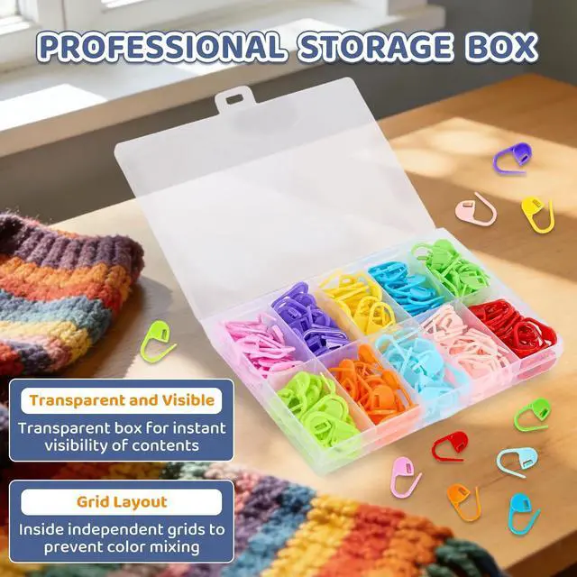 Alt view image 7 of 7 - LKbeuuu 200 Pcs Locking Stitch Markers Set, Comes with a Storage Case | Colored Locking Stitch Markers Set, Suitable for DIY and Hand Sewing, Knitting Accessories( 10 Colors )