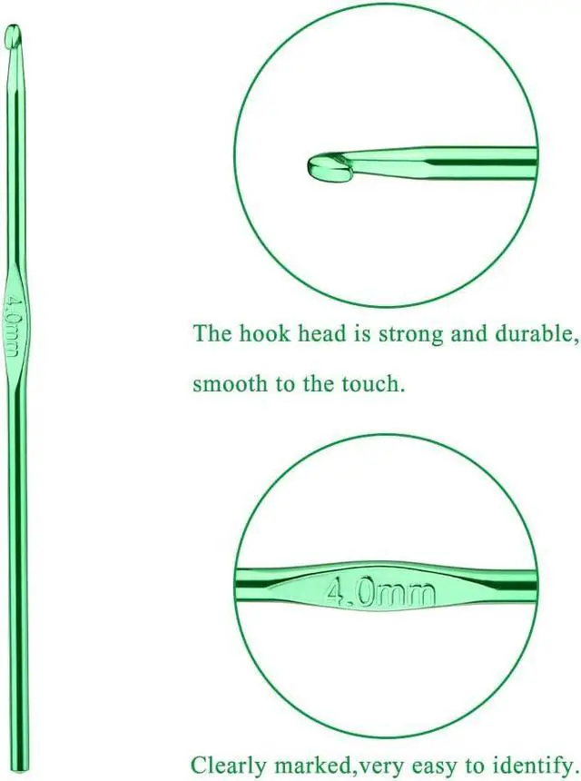 Alt view image 3 of 7 - Iuuidu 4mm Aluminum Crochet Hook, Smooth Crochet Needles | Crochet Hooks for Arthritic Hands, Knitting Needles for Yarn Craft, Great Handmade DIY Present for Friends, Random Color