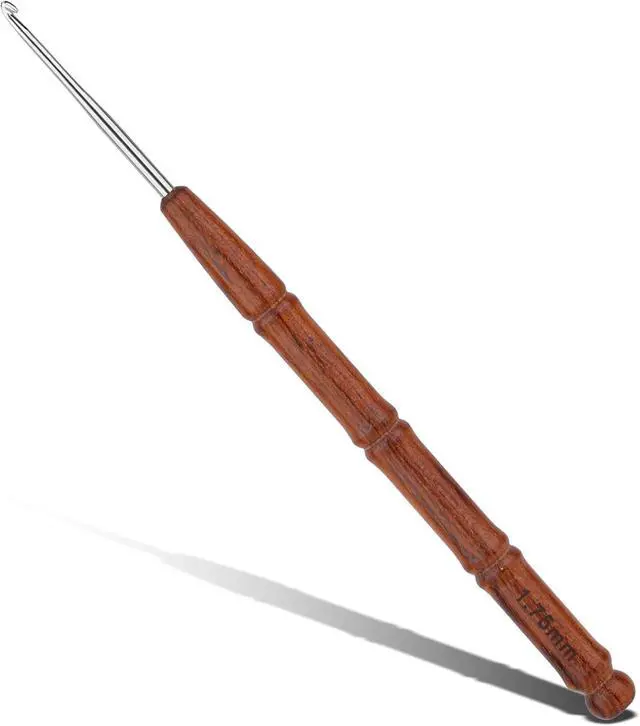 Main image of Wuadua 1.75mm Crochet Hook Ergonomic Crochet Hooks with Wooden Handle | Crochet Needle for Arthritic, Crochet Tool Crocheting Hooks Ideal for Lace Thread, Perfect for Miniature Delicate Items