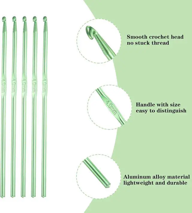 Alt view image 2 of 6 - Hordolry 4mm Crochet Hooks Bulk, 18Pcs Aluminum Crochet Needle, Knitting Needles for Craft Yarn Contribute to Beginners