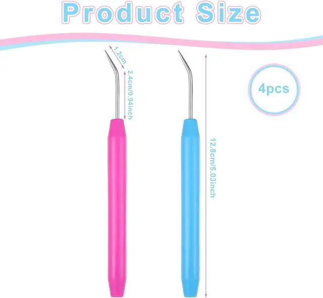 Alt view image 2 of 7 - Knitting Loom Hook Pick Tool Crochet Needle Hook Set with Handle Knitting Board Matching Hook Needles with Convenient Rubber Handles for Beginners Knittings Knitter Craft, 4 Pcs(Blue, Red)