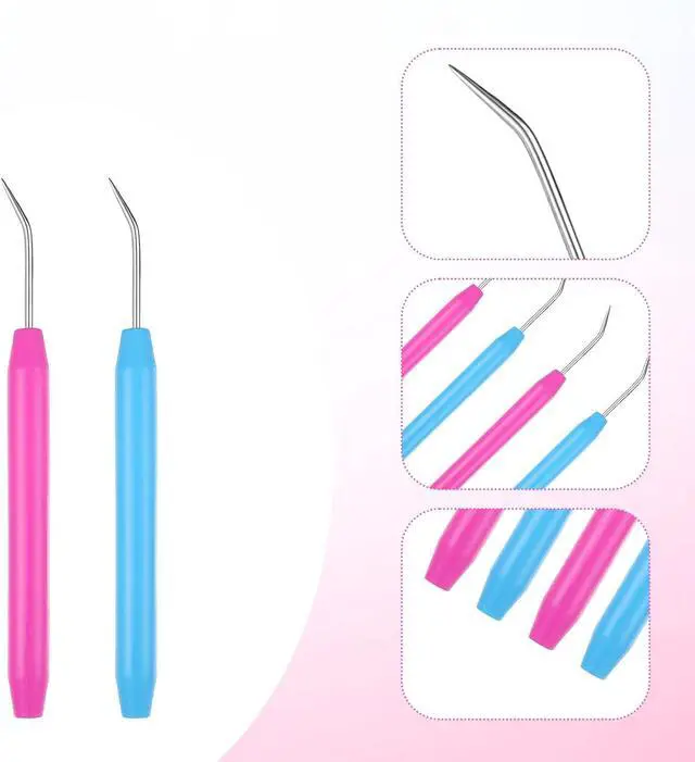 Alt view image 3 of 7 - Knitting Loom Hook Pick Tool Crochet Needle Hook Set with Handle Knitting Board Matching Hook Needles with Convenient Rubber Handles for Beginners Knittings Knitter Craft, 4 Pcs(Blue, Red)