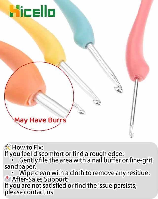 Alt view image 2 of 7 - 8Pcs Aluminum Crochet Hooks 2.5-6mm Large Handle Ergonomic Grip | Ideal For Arthritic Hands 8 Size Perfect For Scarves Blankets Socks Sweaters And Beginner Crafters