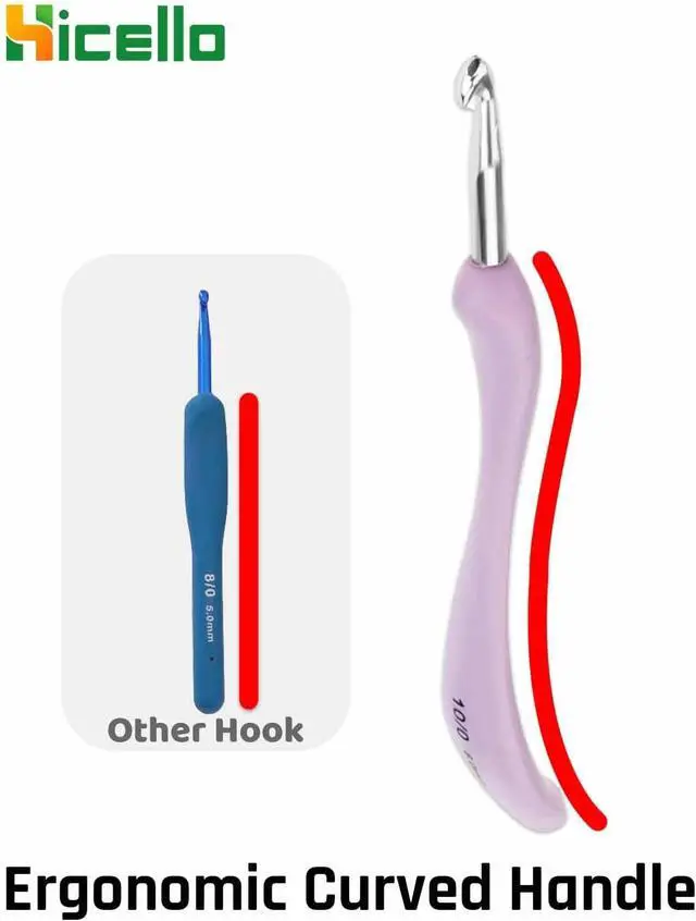 Alt view image 4 of 7 - 8Pcs Aluminum Crochet Hooks 2.5-6mm Large Handle Ergonomic Grip | Ideal For Arthritic Hands 8 Size Perfect For Scarves Blankets Socks Sweaters And Beginner Crafters