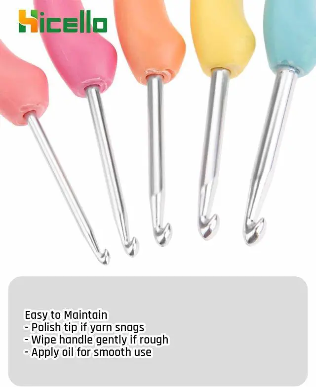 Alt view image 5 of 7 - 8Pcs Aluminum Crochet Hooks 2.5-6mm Large Handle Ergonomic Grip | Ideal For Arthritic Hands 8 Size Perfect For Scarves Blankets Socks Sweaters And Beginner Crafters