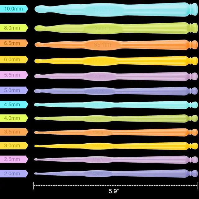 Alt view image 2 of 7 - NiArt Crochet Hooks Set 12 Ergonomic Plastic 2-10mm Yarn Knitting Needles | Color-Coded Comfort Grip Reduces Hand Fatigue, Smooth Glide for Snag-Free Stitching, 20 Markers & 6 Tapestry Tools