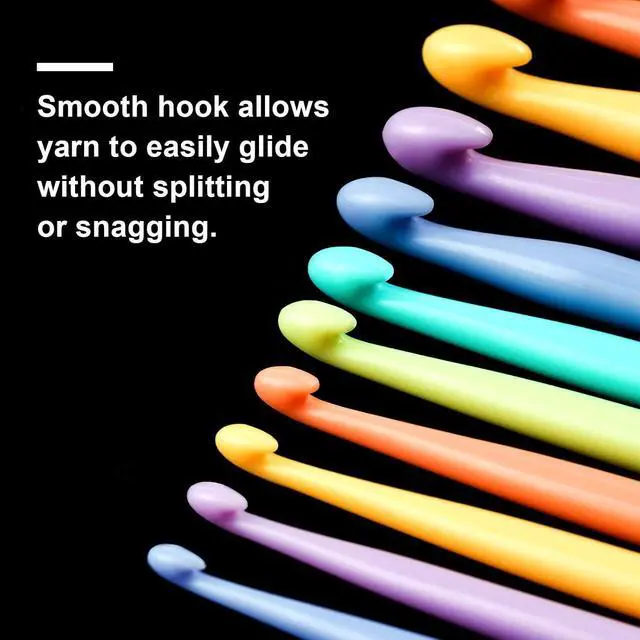 Alt view image 3 of 7 - NiArt Crochet Hooks Set 12 Ergonomic Plastic 2-10mm Yarn Knitting Needles | Color-Coded Comfort Grip Reduces Hand Fatigue, Smooth Glide for Snag-Free Stitching, 20 Markers & 6 Tapestry Tools