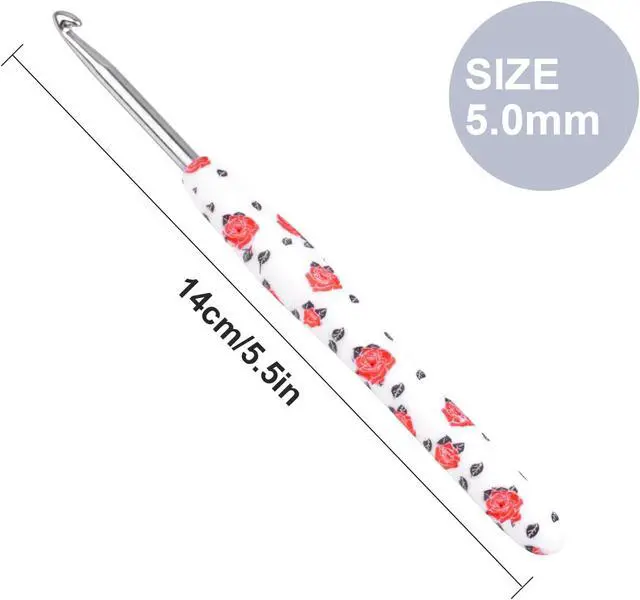 Alt view image 2 of 7 - Crochet Hook,5 mm Ergonomic Crochet Hook,Ergonomic Handle for Arthritic Hands,Soft Rubber Grip Extra Long Knitting Needles for Beginners and Crocheting Yarn