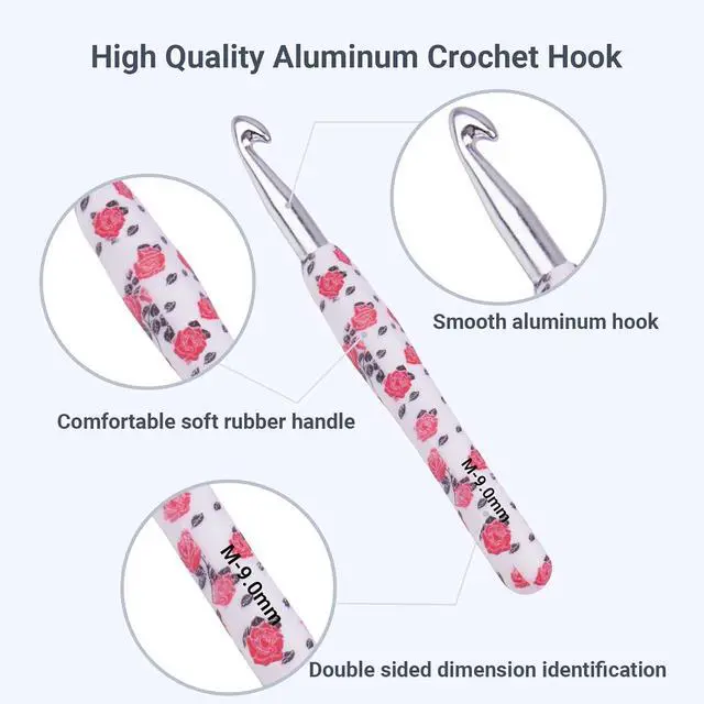 Alt view image 3 of 7 - Crochet Hook,5 mm Ergonomic Crochet Hook,Ergonomic Handle for Arthritic Hands,Soft Rubber Grip Extra Long Knitting Needles for Beginners and Crocheting Yarn