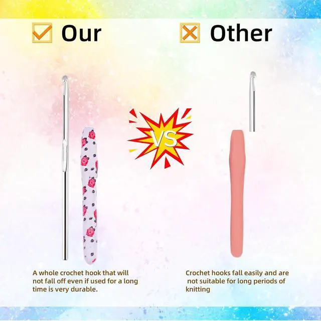 Alt view image 5 of 7 - Crochet Hook,5 mm Ergonomic Crochet Hook,Ergonomic Handle for Arthritic Hands,Soft Rubber Grip Extra Long Knitting Needles for Beginners and Crocheting Yarn