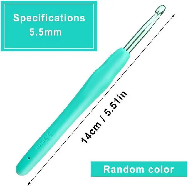 Alt view image 2 of 7 - kgxulr 5.5mm Crochet Hook, Aluminum Soft Grip Rubber Handle Crochet Needles | Crochet Hooks for Arthritic Hands, Crochet Hooks Ergonomic Soft Grip for Beginners and Handmade DIY Knitting Crochet