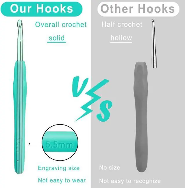 Alt view image 5 of 7 - kgxulr 5.5mm Crochet Hook, Aluminum Soft Grip Rubber Handle Crochet Needles | Crochet Hooks for Arthritic Hands, Crochet Hooks Ergonomic Soft Grip for Beginners and Handmade DIY Knitting Crochet
