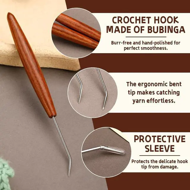 Alt view image 3 of 7 - Fniiva 1 Pcs Loom Knitting Hook with 3 PCS Large Eye Plastic Sewing Needles | Ergonomic Wood Loom Knitting Hook, Loom Pen Tool Set with Sewing Needles, Durable Hand Knitting Tools for Beginners