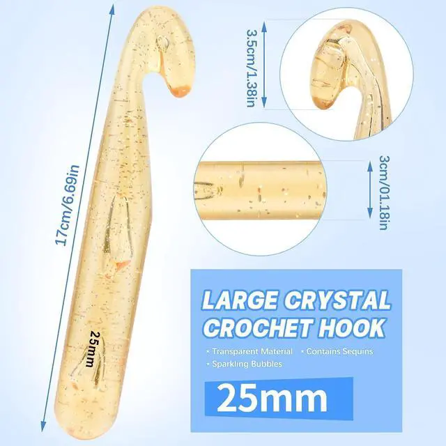 Alt view image 2 of 6 - kgxulr 25mm Crochet Hooks, Ergonomic Crochet Hooks, Crochet Needles | Large Crochet Hooks for Chunky Yarn, 25 mm Crochet Hook for Beginners and Handmade DIY Knitting Crochet