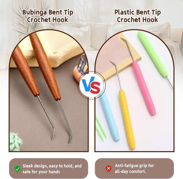 Alt view image 6 of 7 - Fniiva 1 Pcs Loom Knitting Hook with 3 PCS Large Eye Plastic Sewing Needles | Ergonomic Wood Loom Knitting Hook, Loom Pen Tool Set with Sewing Needles, Durable Hand Knitting Tools for Beginners