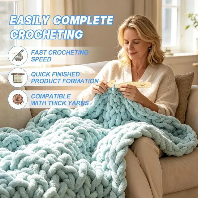 Alt view image 5 of 6 - kgxulr 25mm Crochet Hooks, Ergonomic Crochet Hooks, Crochet Needles | Large Crochet Hooks for Chunky Yarn, 25 mm Crochet Hook for Beginners and Handmade DIY Knitting Crochet