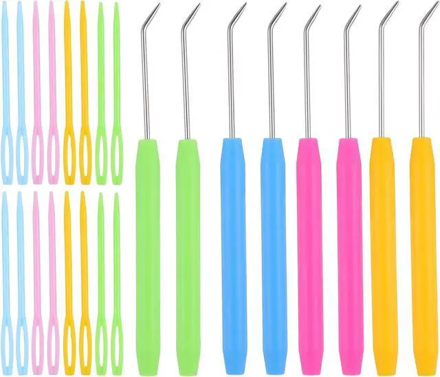 Main image of TIESOME 8 Sets Knitting Loom Crochet Hooks, 4 Colors Knitting Accessories | Including 8 Crochet Hooks and 16 Pcs Colorful Plastic Sewing Needles Knitting Accessories for Knitting Looms and Boards