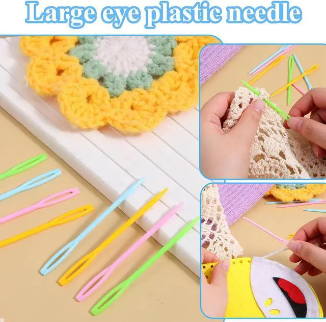Alt view image 5 of 7 - TIESOME 8 Sets Knitting Loom Crochet Hooks, 4 Colors Knitting Accessories | Including 8 Crochet Hooks and 16 Pcs Colorful Plastic Sewing Needles Knitting Accessories for Knitting Looms and Boards