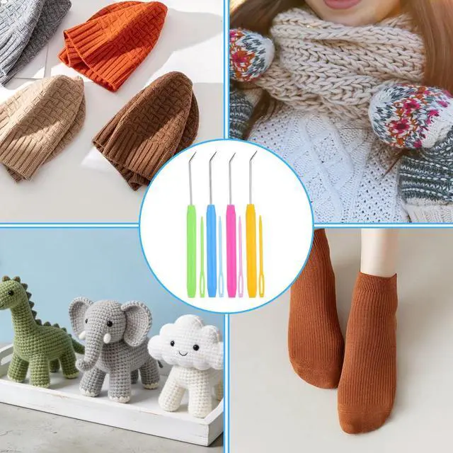 Alt view image 4 of 7 - TIESOME 8 Sets Knitting Loom Crochet Hooks, 4 Colors Knitting Accessories | Including 8 Crochet Hooks and 16 Pcs Colorful Plastic Sewing Needles Knitting Accessories for Knitting Looms and Boards