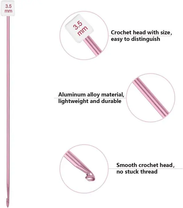 Alt view image 4 of 6 - HEALEAYAR 3.5mm Tunisian Crochet Hooks Bulk, 27cm Extra Long Crochet Needles Aluminum Afghan Knitting Needles Tools for Beginners and Skills Class, Pack of 4