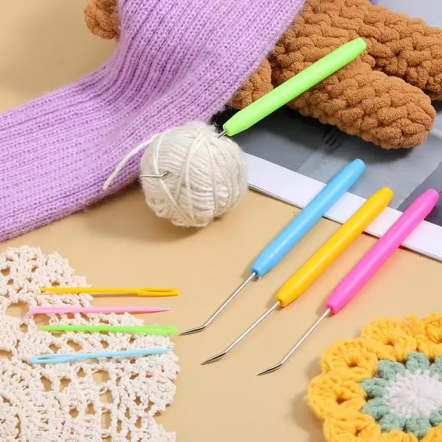 Alt view image 7 of 7 - TIESOME 8 Sets Knitting Loom Crochet Hooks, 4 Colors Knitting Accessories | Including 8 Crochet Hooks and 16 Pcs Colorful Plastic Sewing Needles Knitting Accessories for Knitting Looms and Boards