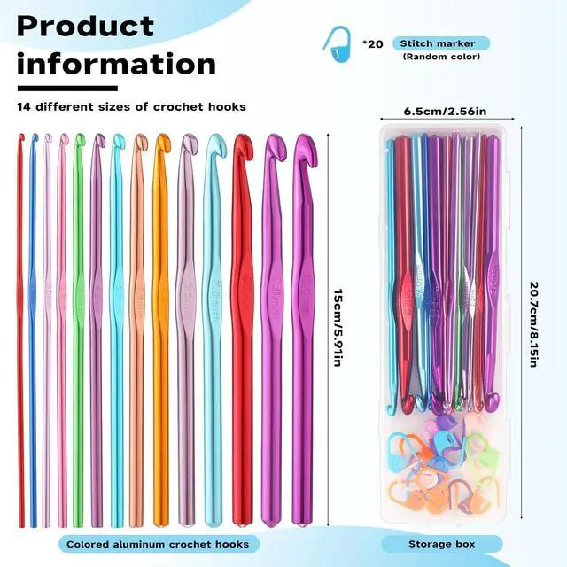 Alt view image 2 of 7 - Mayboos 35 Pcs Crochet Hooks Set, Colorful Metal Crochet Hooks 2.0mm~10.0mm | Aluminum Ergonomic Handle Crochet Needles for Beginners and Experienced Crocheting