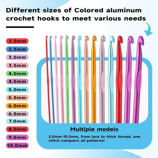 Alt view image 3 of 7 - Mayboos 35 Pcs Crochet Hooks Set, Colorful Metal Crochet Hooks 2.0mm~10.0mm | Aluminum Ergonomic Handle Crochet Needles for Beginners and Experienced Crocheting