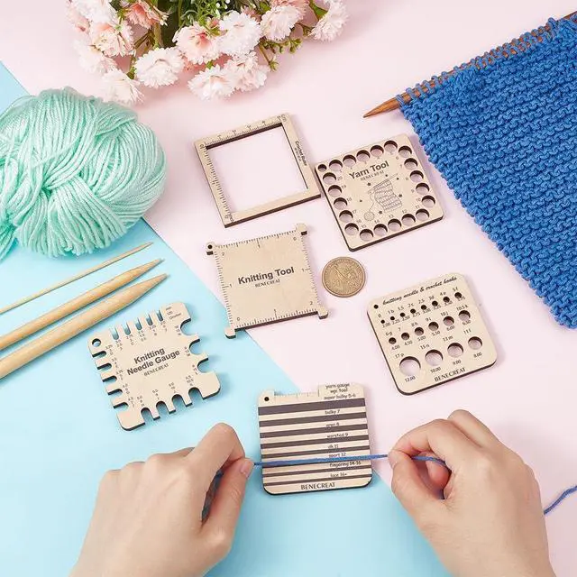 Alt view image 3 of 6 - BENECREAT 6 Styles Wood Knitting Gauge Rulers, Crochet Hook and Yarn Wrap Per Inch Guide Knitting Tool for Spinners Yarn Measuring Crochet Accessories