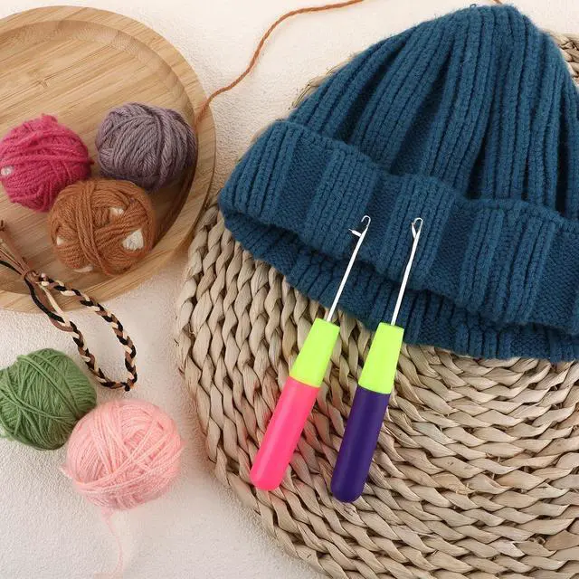 Alt view image 3 of 7 - 2 Packs Latch Hook Crochet Needle Latch Hook Tool, Latch Hook Tool for Crochet Braids Hair Extension Micro Braids Multi-Purpose Knitting Needles(5.0mm+3.8 mm)