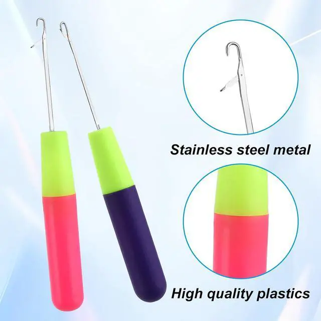 Alt view image 4 of 7 - 2 Packs Latch Hook Crochet Needle Latch Hook Tool, Latch Hook Tool for Crochet Braids Hair Extension Micro Braids Multi-Purpose Knitting Needles(5.0mm+3.8 mm)