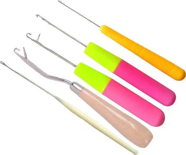 Main image of 5 Different Sizes Latch Hook Crochet Needle Set Hair Crochet Hook Tools for Hair Braiding, Scarf & Rug Making and Crafts DIY