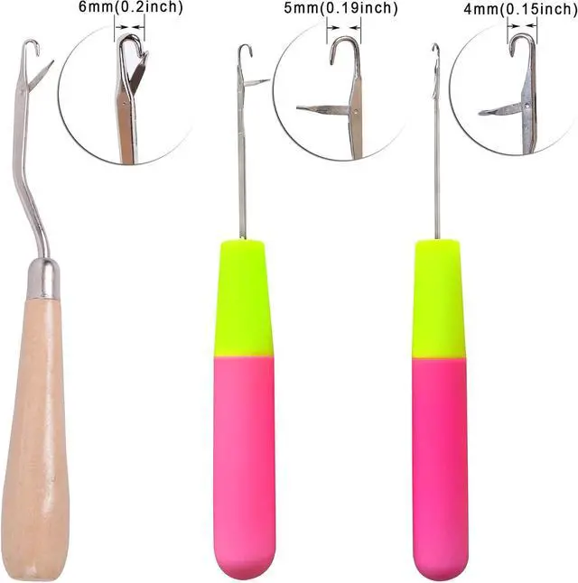 Alt view image 3 of 7 - 5 Different Sizes Latch Hook Crochet Needle Set Hair Crochet Hook Tools for Hair Braiding, Scarf & Rug Making and Crafts DIY
