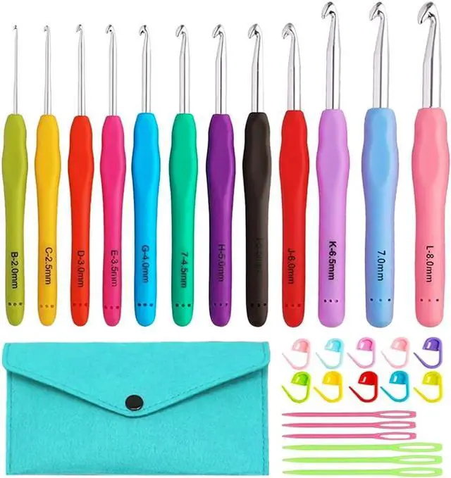 Main image of Yarniss 12 Size Crochet Hooks 2.0~8.0mm,Ergonomic Crochet Hook for Beginner | Crochet Set with Soft Grip