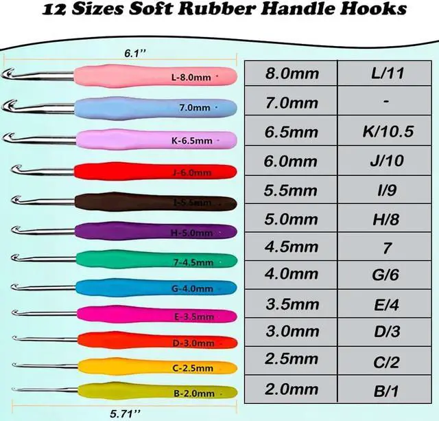 Alt view image 2 of 6 - Yarniss 12 Size Crochet Hooks 2.0~8.0mm,Ergonomic Crochet Hook for Beginner | Crochet Set with Soft Grip