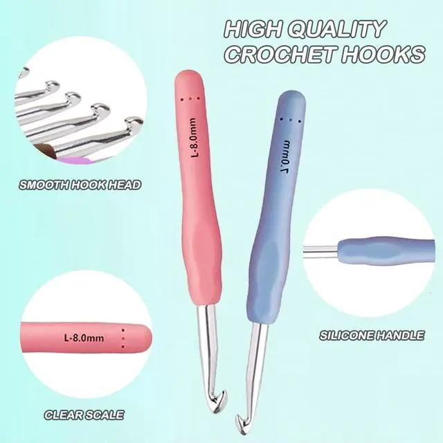 Alt view image 3 of 6 - Yarniss 12 Size Crochet Hooks 2.0~8.0mm,Ergonomic Crochet Hook for Beginner | Crochet Set with Soft Grip