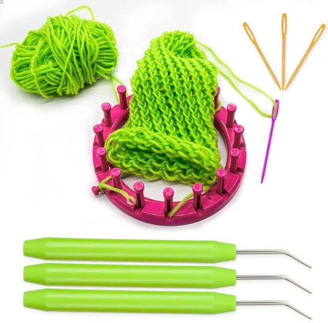 Alt view image 2 of 7 - WILLBOND 9 Pieces Knitting Loom Hook Crochet Needle Hook with Convenient Handles and Large Eye Plastic Sewing Needles for Knitting Crafts(Green)
