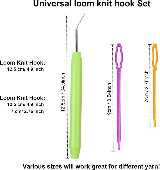 Alt view image 7 of 7 - WILLBOND 9 Pieces Knitting Loom Hook Crochet Needle Hook with Convenient Handles and Large Eye Plastic Sewing Needles for Knitting Crafts(Green)