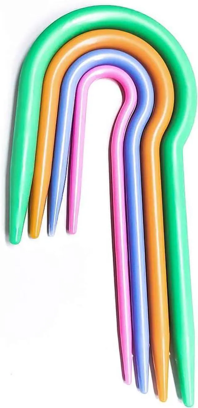 Main image of 20 Pieces 4 Sizes Knitting Cable Needles U Cable Stitch Holders U Shape Plastic Cable Stitch Hand Knitting Needles Twist Curved Crochet Hook Sewing Accessories Tool, Multicolor