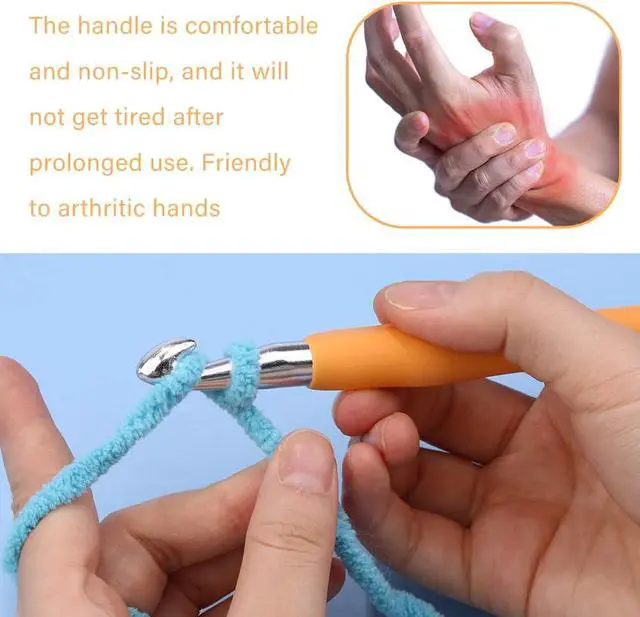 Alt view image 4 of 7 - QMNNMA 10 mm Crochet Hook, Ergonomic Crochet Hooks for Arthritic Hands | Crochet Needles for Yarn, Knitting Needles for Beginners, Left-handed People Crocheting Yarn, Good for Making Blankets