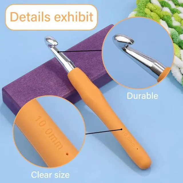 Alt view image 5 of 7 - QMNNMA 10 mm Crochet Hook, Ergonomic Crochet Hooks for Arthritic Hands | Crochet Needles for Yarn, Knitting Needles for Beginners, Left-handed People Crocheting Yarn, Good for Making Blankets