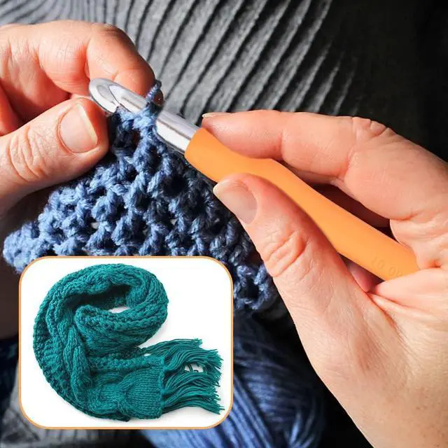 Alt view image 7 of 7 - QMNNMA 10 mm Crochet Hook, Ergonomic Crochet Hooks for Arthritic Hands | Crochet Needles for Yarn, Knitting Needles for Beginners, Left-handed People Crocheting Yarn, Good for Making Blankets
