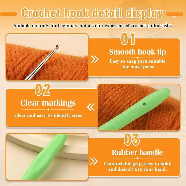 Alt view image 3 of 7 - SHWAKK Small Crochet Hook, 0.75 mm Lace Ergonomic Crochet Hook | Tiny Crochet Needles for Arthritic Hands, Knitting Needles with Soft Handle Beginners and Experienced Hobbyists(0.75 mm)