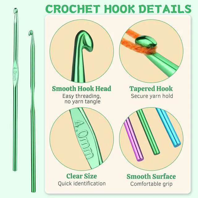 Alt view image 3 of 7 - UzecPk 12Pcs 4mm Aluminum Crochet Hooks Ergonomic Handle Crochet Needles | Metal Crochet Hook, Ergonomic Crochet Hook Bulk Crochet Needle for Crocheting Yarn Knitting Scarf Hat