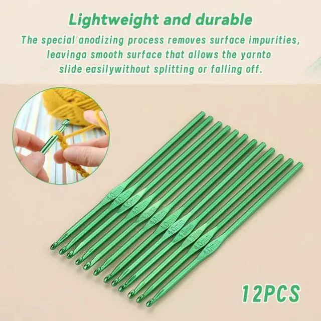 Alt view image 5 of 7 - UzecPk 12Pcs 4mm Aluminum Crochet Hooks Ergonomic Handle Crochet Needles | Metal Crochet Hook, Ergonomic Crochet Hook Bulk Crochet Needle for Crocheting Yarn Knitting Scarf Hat