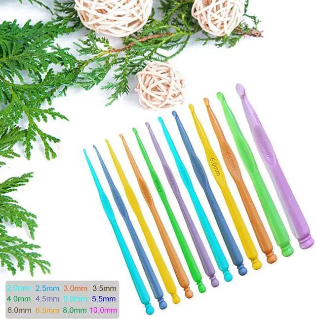 Alt view image 2 of 7 - Plastic Crochet Hooks 12 pcs Different Sizes (2.0mm - 10.0mm) Crochet Needles QLRFFLJOY Colorful Crochet Hook Set DIY Yarn Weaving Tools for Scarf Hat Gloves Knitting