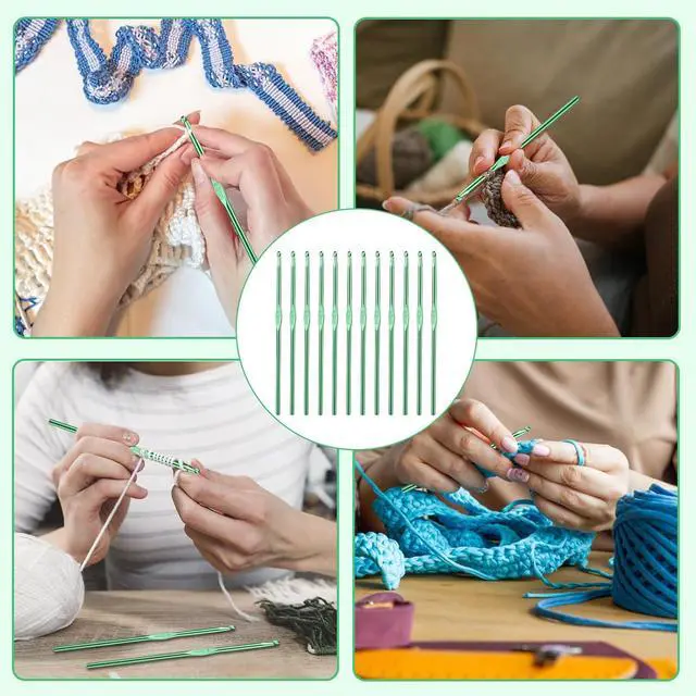 Alt view image 7 of 7 - UzecPk 12Pcs 4mm Aluminum Crochet Hooks Ergonomic Handle Crochet Needles | Metal Crochet Hook, Ergonomic Crochet Hook Bulk Crochet Needle for Crocheting Yarn Knitting Scarf Hat